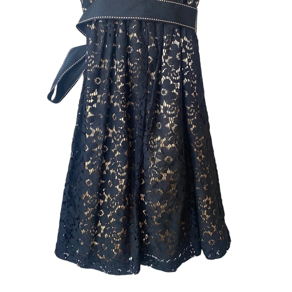 Windsor Lace Mini Dress Size S Mesh Bow‎ Sweetheart Neckline Fairy Coquette Prom - Picture 7 of 10